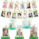 One Silly Goose 1st Birthday Party Decorations, Little Green Goose 12 Monthly Milestone Photo Banner Baby First Year Down Theme Photo Table Centerpiece for Baby Silly Goose First Theme Party