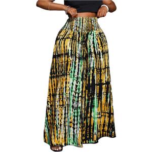 Women's Plus Size High Waisted Palazzo Pants Boho Wide Leg Smocked Vacation Baggy Trousers (XL)