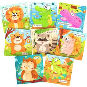 Zeoddler Wooden Puzzles for Toddlers, 8 Pack Animal Jigsaw Puzzles for Kids3-5, 9 Pieces Preschool Learning Activities, Learning & Educational Toys, Gift for Boys, Girls