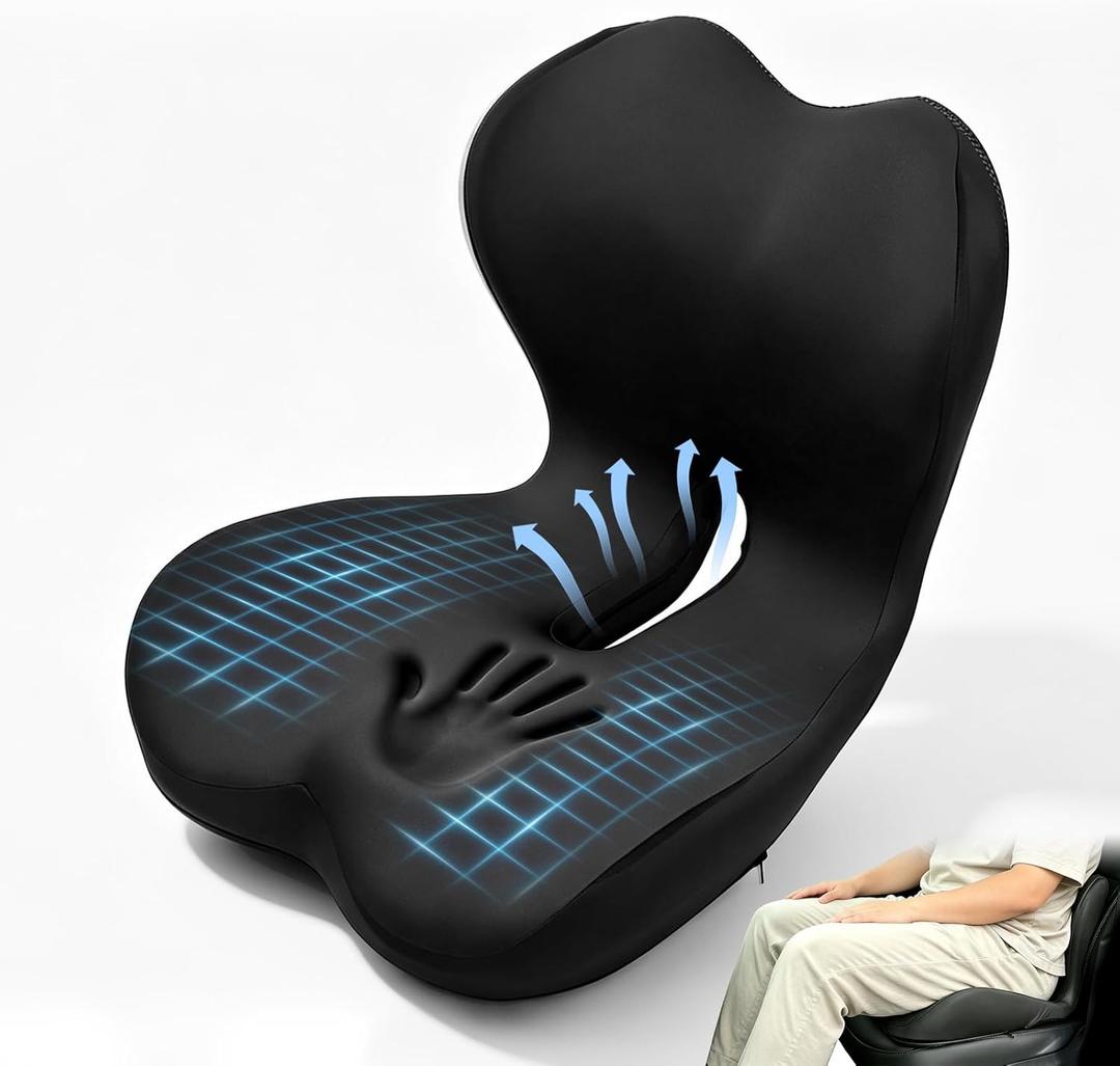 Memory Foam Car Seat Cushion, Ergonomic Coccyx Cushion for Tailbone & Back
Breathable Cutout Design, Non-Slip Bottom, Machine Washable Seat Cushion for Car, Office Chair, Truck, Driving