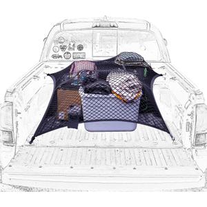 Highly Elastic Cargo Net, Simple Truck Bed Cargo Mesh Organizer, Suitable for Daily Light Loads of Trucks, 4'x4' Stretches to 7'x7' (Double Layer)