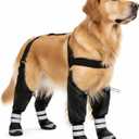 Upgraded Dog Suspender Boots, Waterproof Dog Rain Boot, Anti-Slip Winter Snow Dog Shoes Leggings, Adjustable Suspender Boots for Large Dogs, Paws Protector for Outdoor Dogs Walking Hiking (L)