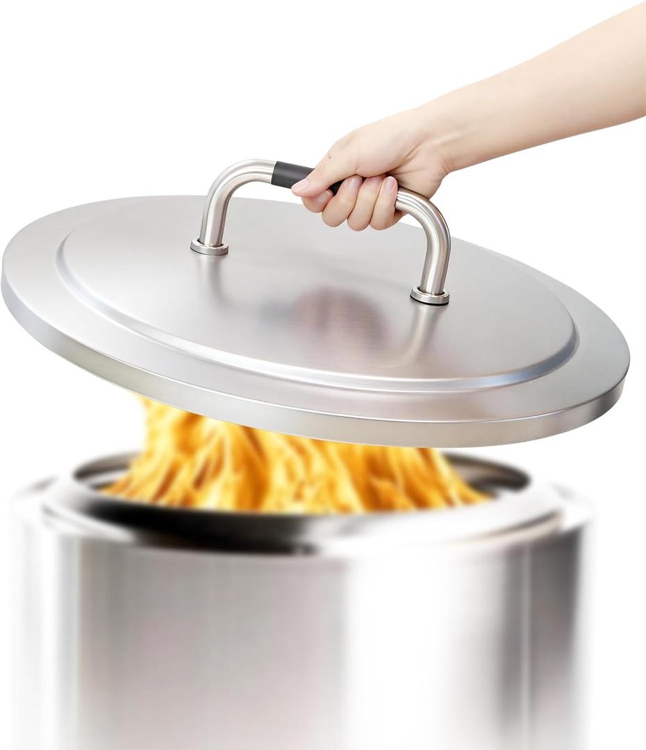 Fire Pit Lid for Solo Stove Bonfire 2.0, 304 Stainless Steel Firepit Round Cover with Heat Resistant Handle for Other Outdoor 19.5 inch Bonfire Lid