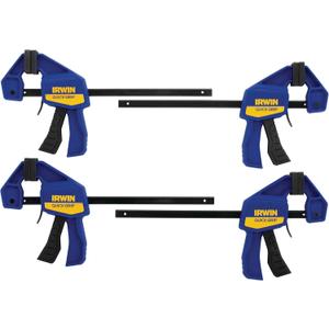 IRWIN Quick-Grip 1964758 One-Handed Mini Bar Clamp 4 Pack, 6", Blue