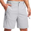 Men's Hiking Cargo Shorts Lightweight Outdoor Work Travel Golf Camping Casual with 5 Zipper Pockets, Large