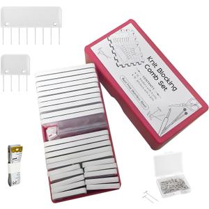 Knit Blockers Pins Kit, 25Pcs Knit Blocking Combs & 30 T-pins for Knitting Blocking Board Mats, Crochet Knitting Pins for Crochet Projects, Sewing Lace Needlework Projects Tool (White)