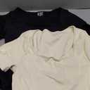 OQQ Women's 2 Piece Bodysuits Sexy Ribbed One Piece Square Neck Short Sleeve Bodysuits , Extra Large , Black /White 