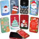 Yexiya 8 Pcs Christmas Gift Card Holders 4.33 x 2.6 Inch Metal Tins Boxes Card Holder Tins Boxes Assorted Containers Xmas Party Favor