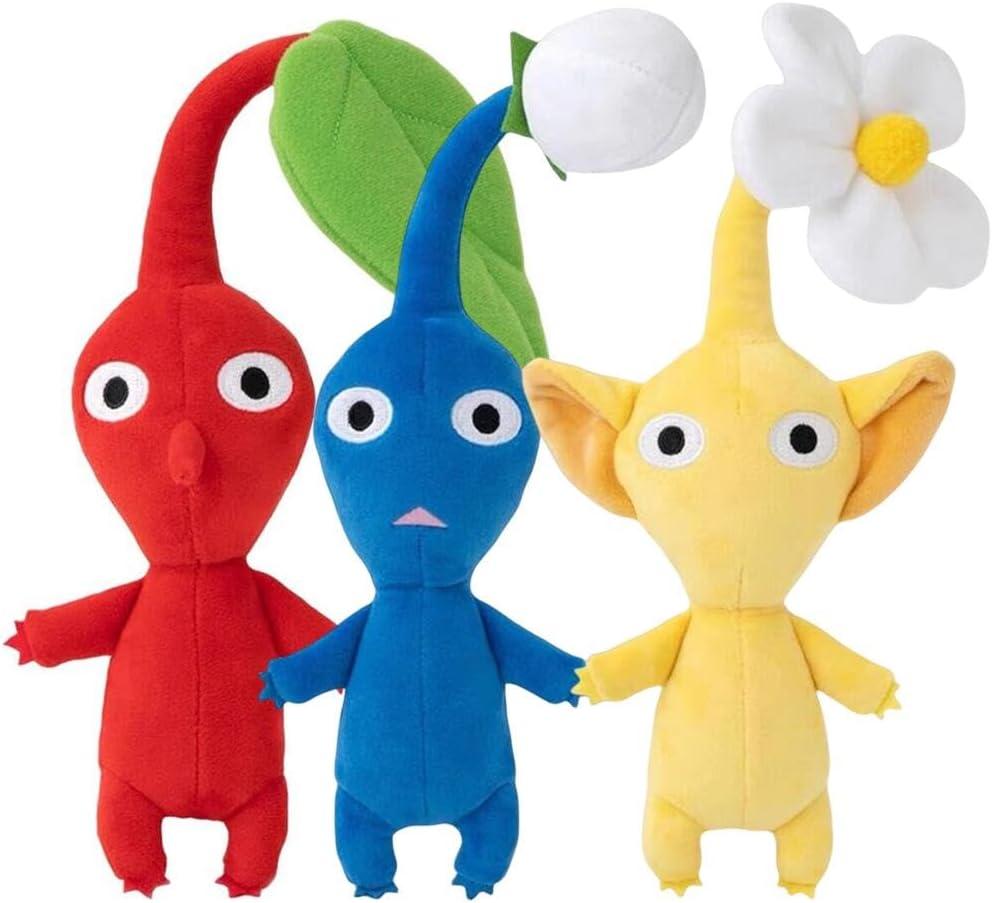 Pikmin Plush, 3 Pcs Red Blue Yellow Pikmin Plushies Toy for Game Fans Gift, Cute Stuffed Animal Doll for Kids Boys and Girls