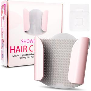 Shower Hair Catcher Wall, Hair Trap for Shower Drain, Drain Protector & Hair Collector, Prevents Clogged Drains, Easy to Clean, Removable, Ideal for Bathtub & Bathroom (Pink)