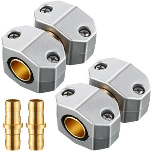 Dreyoo 2 Pack Metal Hose Mender for 5/8 and 3/4 Hoses, Aluminum & Brass Heavy Duty Hose Repair Kit, Easy to Use Mender, Leakproof Connection Design