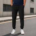 Men's Casual Pants Cotton Pants Recreation,Drawstring Sweatpants in Jogging (Black, M)
