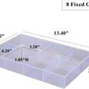 2 Pack Fixed 8 Grids Clear Plastic Organizer Sorting Tray and Transparent Storage Divider Box Container Case for Hardware, Craft, Sewing Kit, Office Supplies, Small Parts