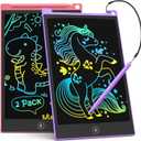 TECJOE 2 Pack LCD Writing Tablet, 8.5 Inch Colorful Doodle Board Drawing Tablet for Kids, Kids Travel Games Activity Learning Toys Birthday Gifts for 3 4 5 6 Year Old Boys and Girls Toddlers (Purple Pink)