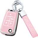 Key Fob Cover with Keychain for Buick Encore Camaro Equinox Impala Sonic Trax GMC Terrain Flip (Pink)