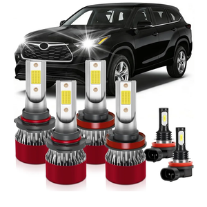 XG Glitter Lights Fit For Toyota Highlander 20142019, 9005 High Beam H11 Low Beam H11 Fog Light Bulbs, High Power 6500K White Light, Pack of 6