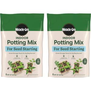 Miracle-Gro Indoor Potting Mix for Seed Starting, For Starting Vegetable, Flower, and Herb Seeds Indoors, Excellent for Cuttings, 8 qt. (2-Pack)