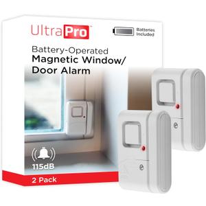 UltraPro Personal Security Window and Door Alarm, 2 Pack, DIY Protection, Burglar Alert, Wireless Chime/Alarm, Easy Installation, Home Security, Ideal for Home, Garage, Apartment, White, 45115