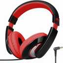 rockpapa Comfort Kids Headphones for School, Lightweight Childrens Boys Girls Teens Over-Ear Headphones Wired 3.5mm for CD DVD Player Tablet Phone Travel Black/Red