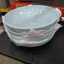 HAPPY KIT Stoneware 9'' Pasta Bowls 42oz Set of 4, Ocean Current Blue