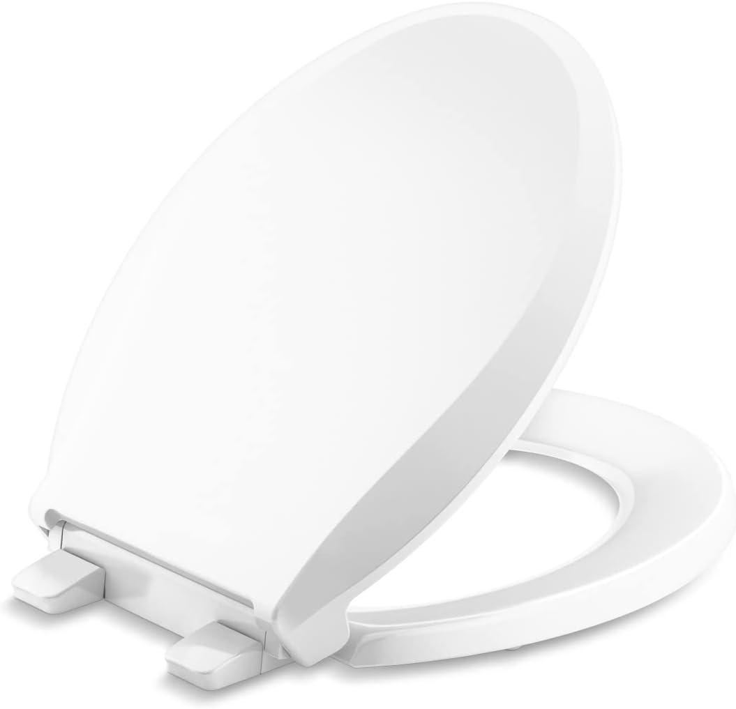 KOHLER 4639-RL-0 Cachet ReadyLatch Round-Front Toilet Seat, Quiet-Close Lid, Contoured Seat, Grip-Tight Bumpers and Installation Hardware, White
