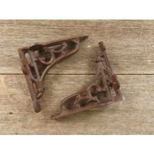 2 Antique Style Shelf Brace Wall Bracket Cast Iron Brackets Small 4 1/8" X 3 5/8
