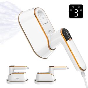 Portable Travel Steamer Iron for Clothes with LCD Display - 4 Mode Handheld Mini Clothing Steam Iron, 1200W Small Garment Steamer, Hand Held Fabric Steamer for Home, Dorm, Travel (120V ONLY)(White)