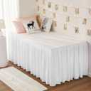 RIMELA Dorm Bed Skirt Twin XL 36 Inch Drop, Easy to Install Extra Long Wrap Around Elastic Dust Ruffle, White Bedskirt Solid Silky Fabric Machine Washable (Twin XL 80L x 39W & Twin 75L x 39W)