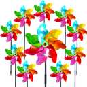 10 Packs Pinwheels for Yard and Garden Rainbow Pinwheel Colorful Wind Spinners Lawn Windmill Scare Birds Animal Away Spinners for Yard Garden Party Picnic Decor (7.1 inch-Colorful-10 pcs)