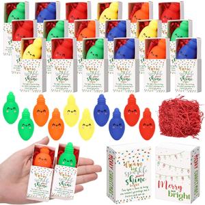 Wettarn 40 Sets Christmas Positive Gifts Light Bulb Stress Balls with Support Gift Boxes Bulk Merry Christmas Party Favors for Employee Coworker Friends Office Relief Toys Stocking Stuffers