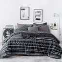 SUSYBAO Black Aztec Duvet Cover Queen 100% Cotton 3 Pcs Set 1 Black and White Boho Geometric Duvet Cover with Zipper Ties 2 Pillowcases Vintage Bohemian Striped Bedding Set Soft Breathable (Queen (90 In x 90 In))