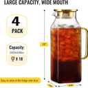 4 Pack 2 Liter/68 oz Square Glass Pitcher with Lid, Classic Stripes Water Pitchers with Handle for Fridge, Large Jug for Iced Tea, Coffee, Borosilicate Glass Carafe for Hot/Cold Brew Drink, Gold