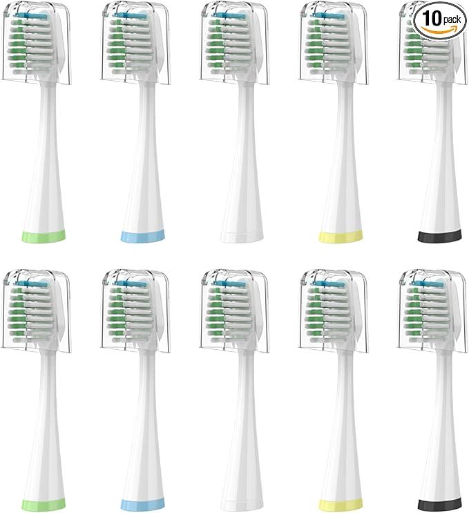 Replacement Brush Heads for Smile Bright Platinum Sonic Electric Toothbrush, Soft Bristles, 10Pack, with Covers