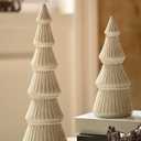 WONDROUS' DECO Wooden Christmas Tree Figurine Decor, Set of 2 White Christmas Tree Table Centerpieces, Small Distressed White Xmas Trees Set Decoration for Vintage Mantle Indoor