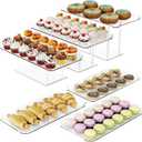 6 Pack Dessert Table Display Set, Clear Acrylic Dessert Display Stands with 3 Pack Dessert Tray Platters Buffet Risers for Pastry Food Fruit Candy Treat for Wedding Birthday Party