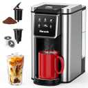 Horavie Single Serve Coffee Maker for K-Cup Pod and Grounds, Hot and Iced Coffee Maker, 6 to 14oz Brew Sizes, 50oz Removable Reservoir, Strong Button Feature, Fit 6.5" Mugs, Stainless Steel, Black