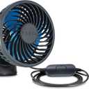 Treva 3.5 Inch USB Powered Fan with Suction Cup, 3 Speed Attachable Fan with Rotating Head for Car, Camping, Travel, Bedroom, Multi-Directional Rotating and Adjustable Head (Black)