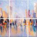 6 Pack Decorative Art Acoustic wall panels,Better Acoustic Treatment than foam, Premium Sound Absorbing and Soundproof wall panels for Recording studio and home, 72"x48" inchAbstract City