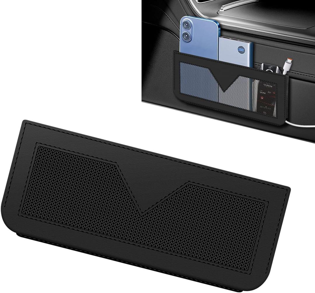 Car Storage PocketLeather Car Side Pocket Organizer, Multifunctional Seat Gap Pouch, for Can Hold keys, Wallets, Cards, Mobile Phones, Sunglasses, Banknotes (Black)