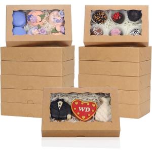 RomanticBaking 50 Pack DIY Assembly Brown 7 x 4 3/8 x 1 inches Cookies Boxes BakeryTreat Boxes Packaging for Macaron Chocolate Truffle Cakesickle