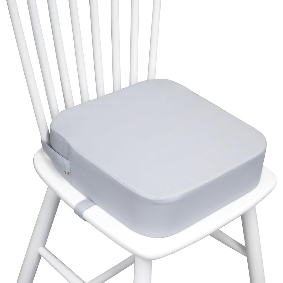 Toddler Booster Seat for Dining Table, Portable Kids Booster Seat with Safety Buckles Portable Increasing Booster Cushion with Non-Slip Bottom (Light Gray)