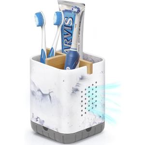 Boperzi Toothbrush Holders, Kids Toothbrush Holder with Drainage, Detachable Anti-Slip Electric Toothbrush Holder, Toothpaste Organizer Storage Caddy for Bathroom Countertop, Shower, Kitchen, Vanity (Gray&marble)