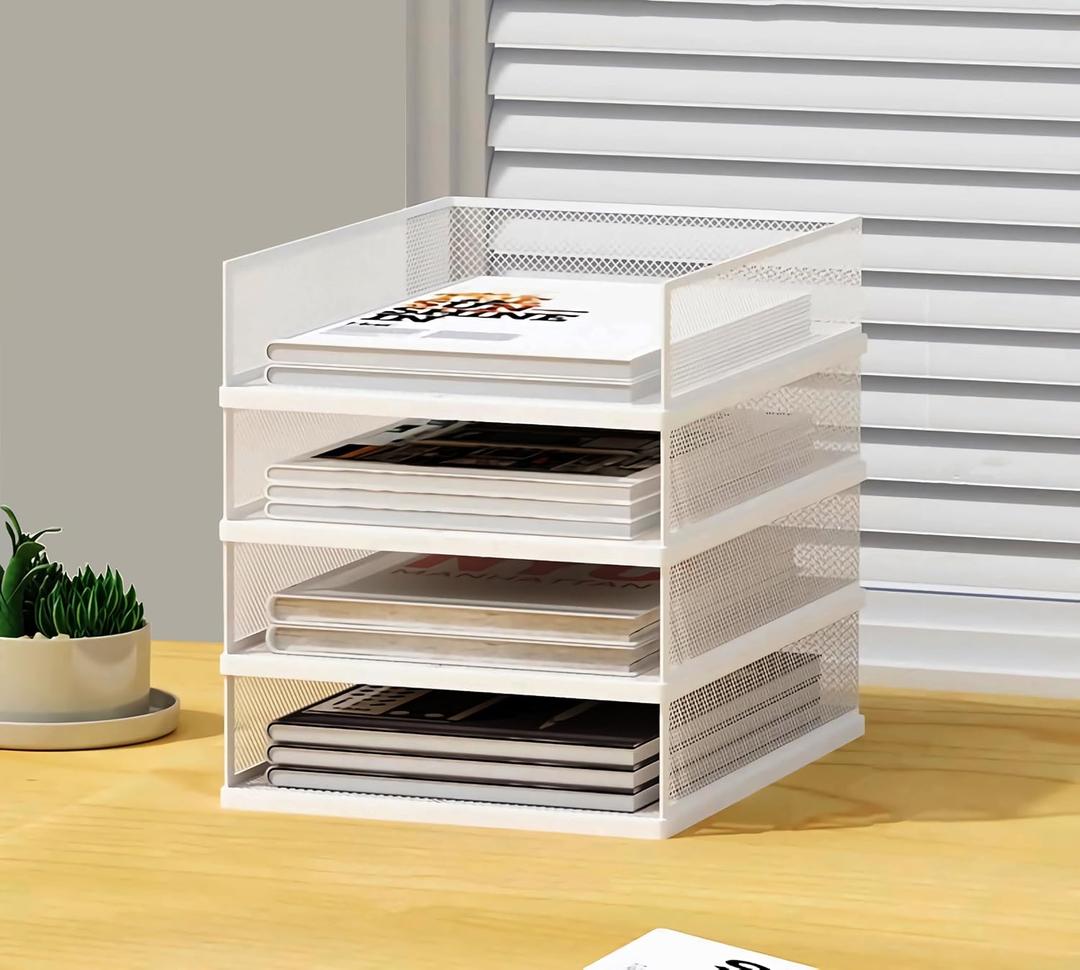 11x17 Metal Paper Sorter,Stackable Letter Tray(A3,White,Vertical, 4 Tier)
Letter/Legal Size Paper Shelf, A3 Document Holder, Storage Rack, Office Supplies, Desk Accessories & Workspace Organizer