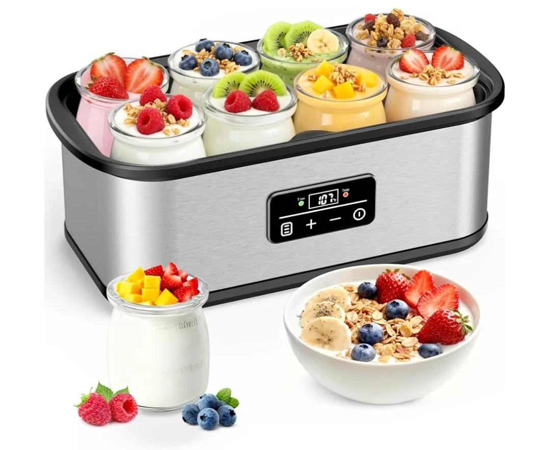 Yogurt Maker with Adjustable 48H Time & Temp Control, Digital Yogurt Maker Machine with 8×6oz Glass Jars, Make Healthy Yogurt for Family, Pecfcet Gifts for Friends