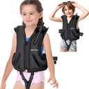 Kids Swim Vest - MetroTesco Adjustable Swimming Float Aid Jacket for 28-70 lbs Toddler, Boys & Girls - Ideal for Pool, Beach & Water Secure (Large-X-Large, Black)