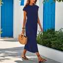 Summer Dresses for Women 2025 Maxi Long Mock Neck Sleeveless Sundress for Beach Church Work Casual HH25502 (L)