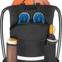 HOLYLUCK Drawstring Backpack Gym Bag For Men Women, String Beach Swim Sports Backpack (Black)