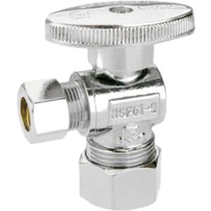 1/4 Quarter Turn Brass Angle Stop Valve 1/2" NOM Inlet (5/8"OD Comp) x 3/8" COMP Outlet,Water Shut Off Valve for Water Sink/Bathroom/Toilet/Kitchen (1-Pack)