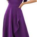 Long Black Formal Dresses for Women Gowns Evening Party Cocktail Dress,Split Elegant V Neck Wrap Ruffle Wedding Guest Dresses (XX-Large, Merlot Purple)