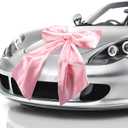 Breling Giant Car Pink Bow 28 Inch Satin Giant Bow for Gifts Large Gift Decoration Large Presents Wrapping with Non Scratch Magnet for Car Wedding Reception Birthday Surprise Party Coquette Decor